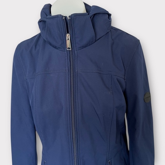 ANDREW MARC WOMEN WATER REPELLENT NAVY BLUE HOODED WARM JACKET SIZE XS - Picture 1 of 10